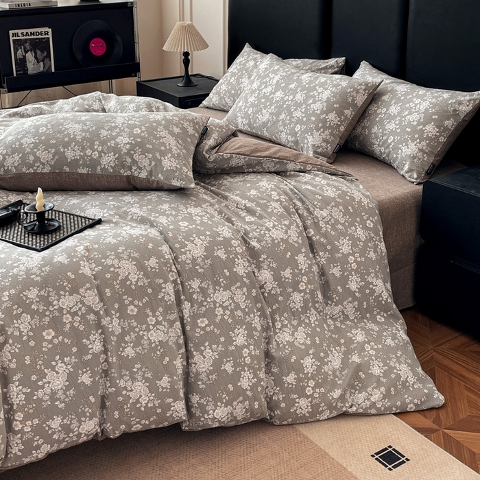 91家纺网 家纺一手货源 找家纺 海岛哥哥 2025新款原麻复古亚麻四件套系列 素颜