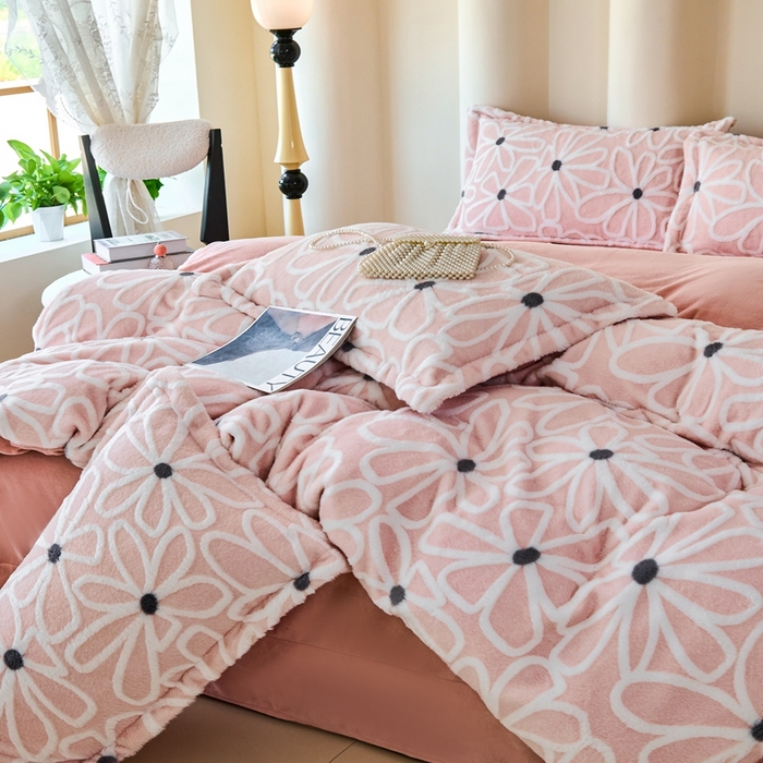 91家纺网 家纺一手货源 找家纺 尚品凤凰 2025兔毛绒四件套 伊柠  粉