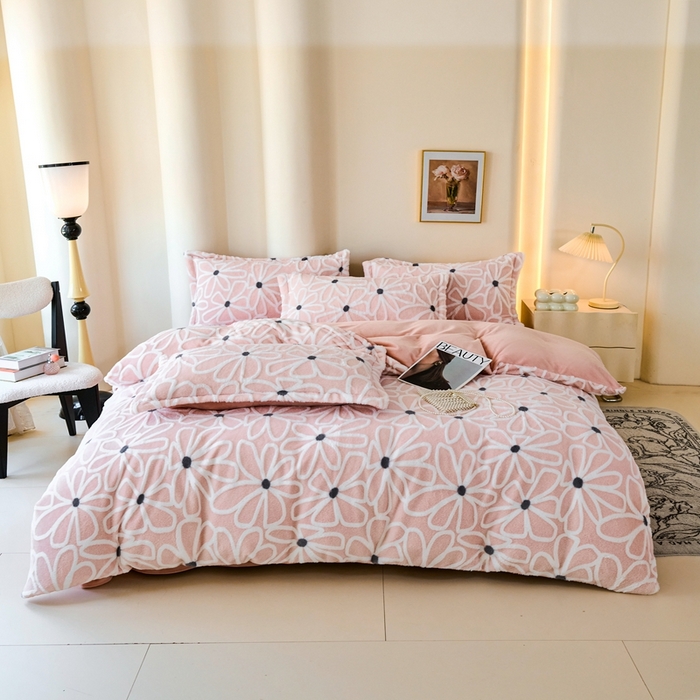 尚品凤凰2025 兔毛绒四件套 伊柠  粉