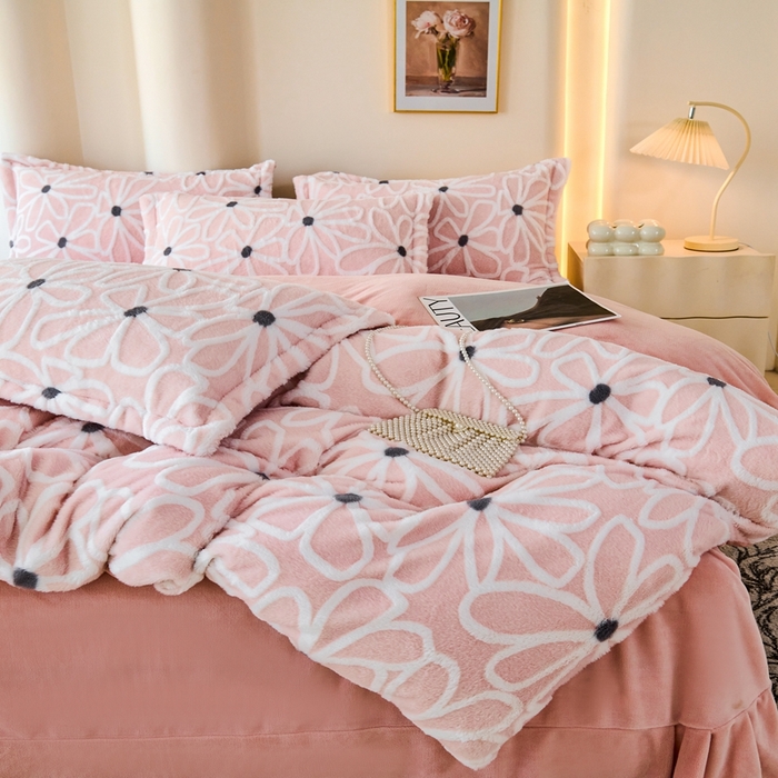 91家纺网 家纺一手货源 找家纺 尚品凤凰 2025兔毛绒四件套 伊柠  粉