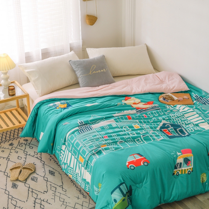 91家纺网 家纺一手货源 找家纺 （总）十九色 2025新款数码印花大版针织绒春秋冬被卡通被子被芯