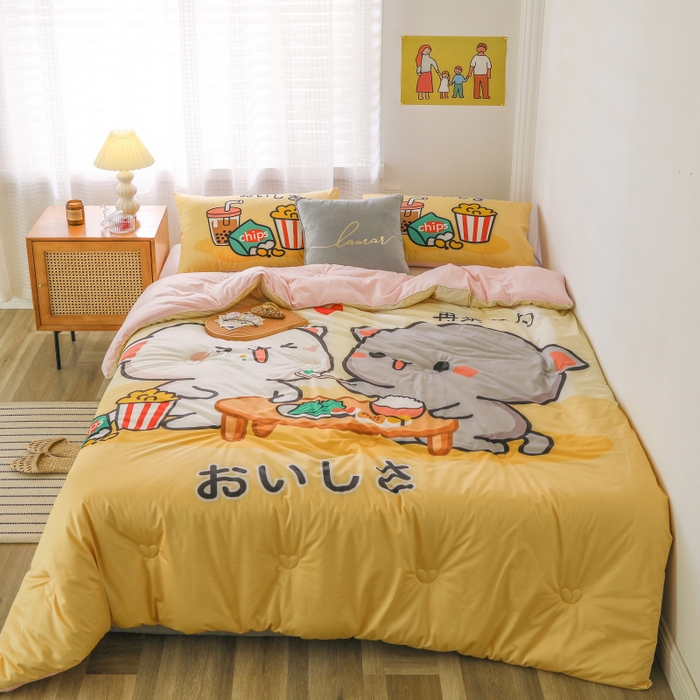 91家纺网 家纺一手货源 找家纺 （总）十九色 2025新款数码印花大版针织绒春秋冬被卡通被子被芯