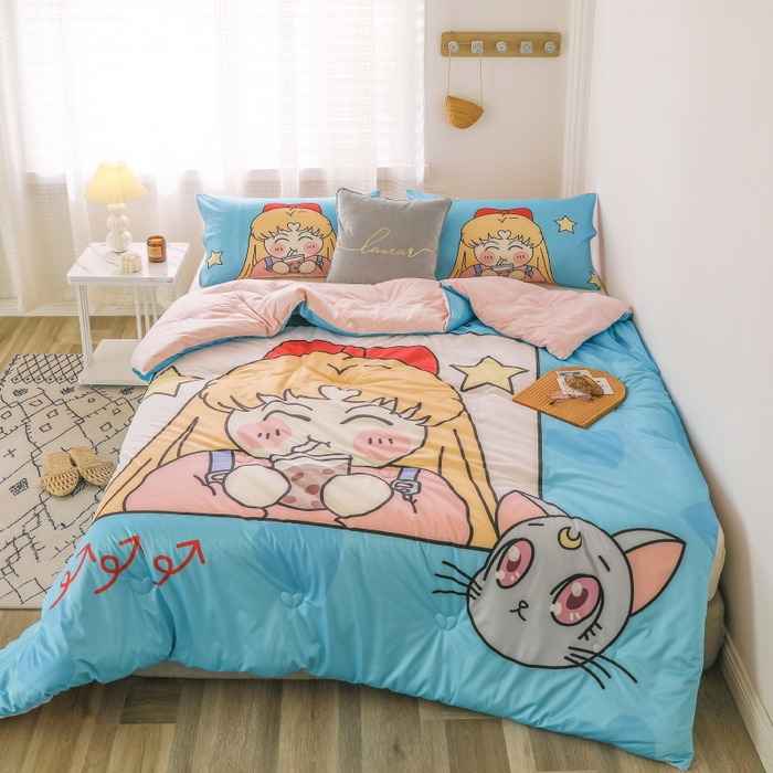 91家纺网 家纺一手货源 找家纺 （总）十九色 2025新款数码印花大版针织绒春秋冬被卡通被子被芯