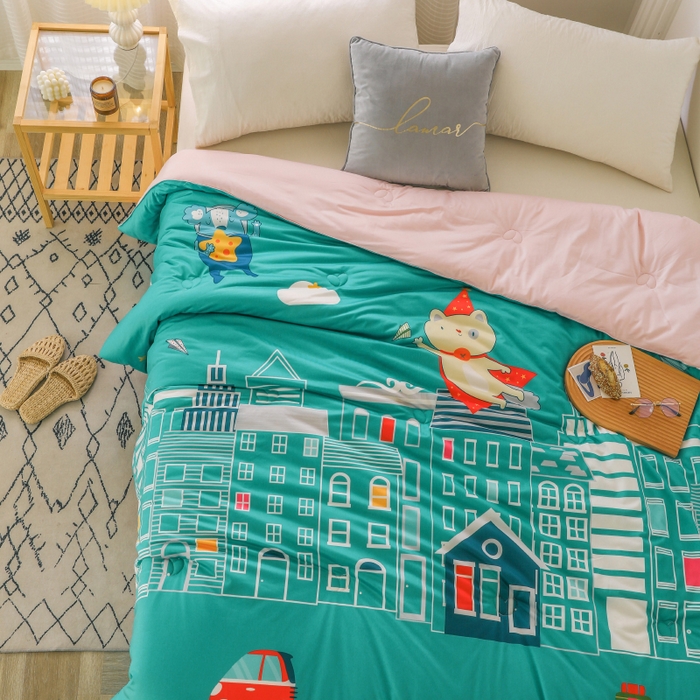 91家纺网 家纺一手货源 找家纺 （总）十九色 2025新款数码印花大版针织绒春秋冬被卡通被子被芯