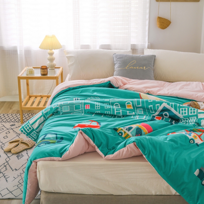 91家纺网 家纺一手货源 找家纺 （总）十九色 2025新款数码印花大版针织绒春秋冬被卡通被子被芯