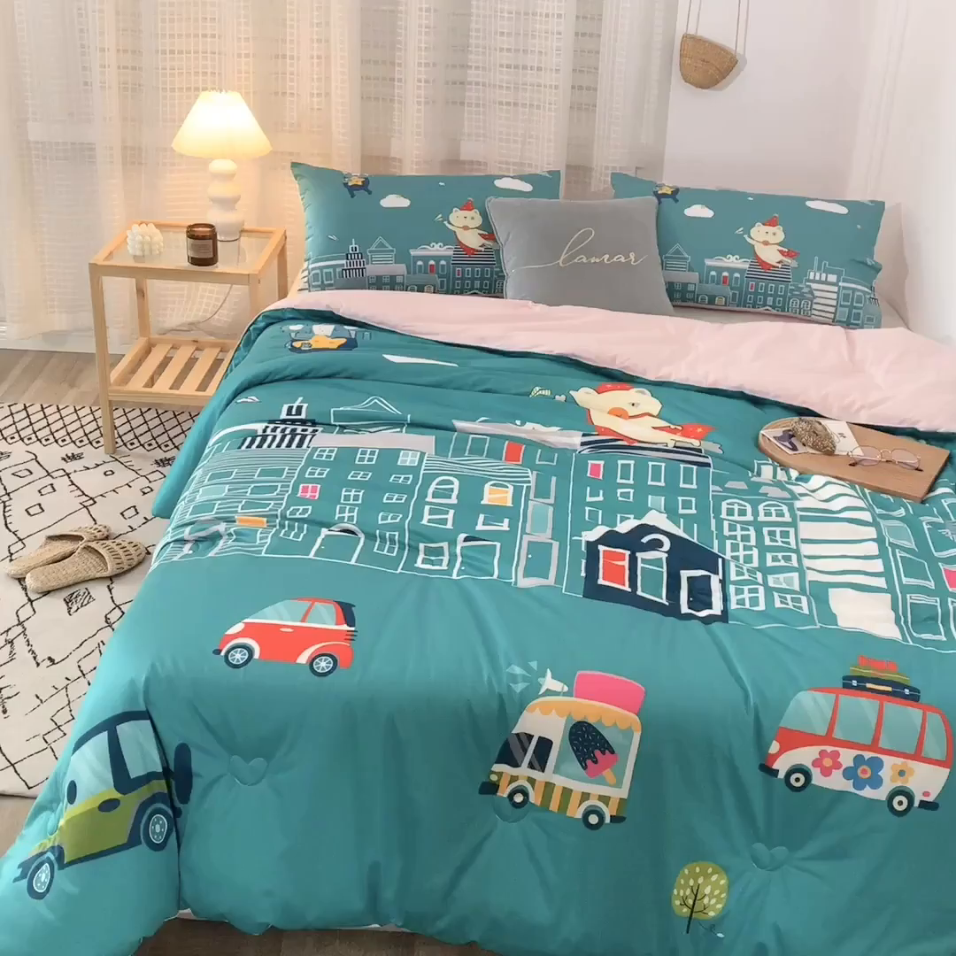 91家纺网 家纺一手货源 找家纺 （总）十九色 2025新款数码印花大版针织绒春秋冬被卡通被子被芯