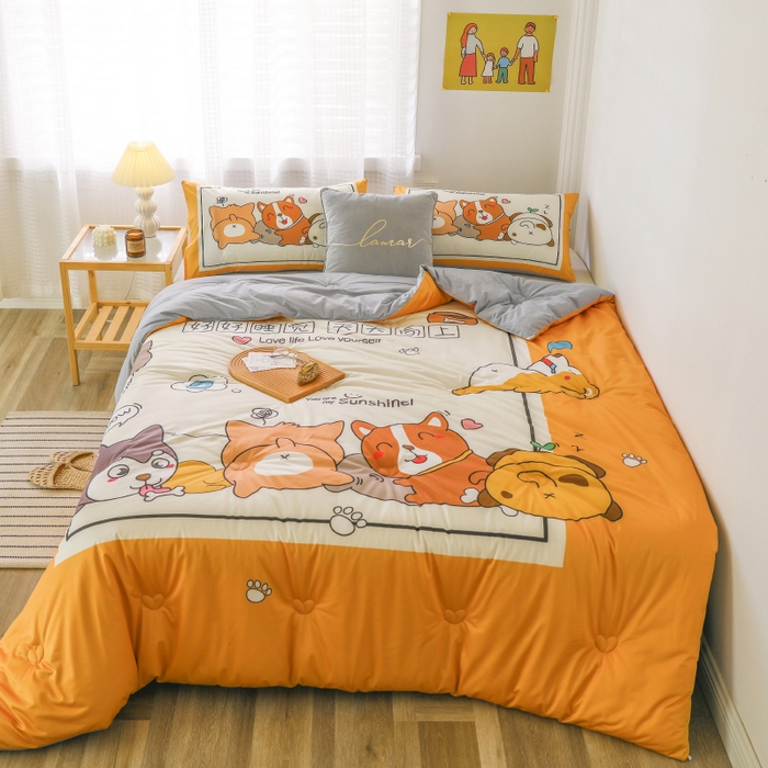 91家纺网 家纺一手货源 找家纺 （总）十九色 2025新款数码印花大版针织绒春秋冬被卡通被子被芯