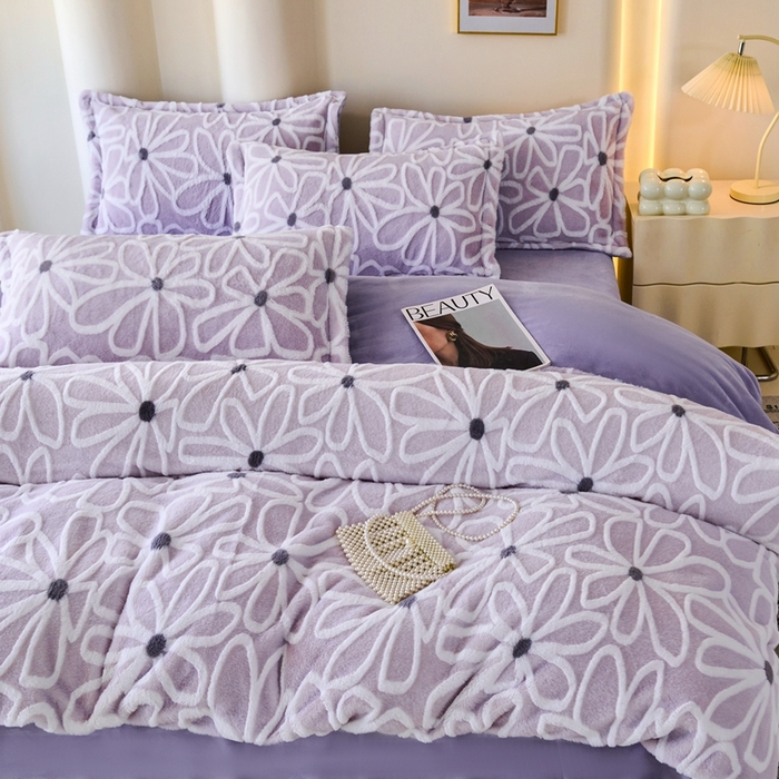 91家纺网 家纺一手货源 找家纺 尚品凤凰 2025兔毛绒四件套 伊柠  紫