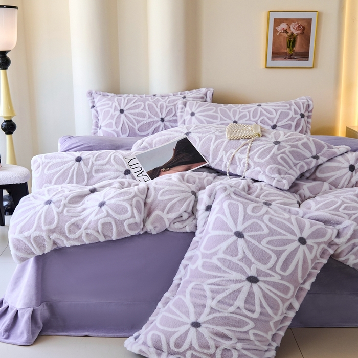 91家纺网 家纺一手货源 找家纺 尚品凤凰 2025兔毛绒四件套 伊柠  紫