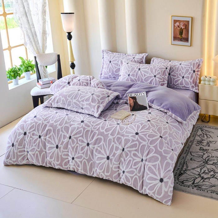 91家纺网 家纺一手货源 找家纺 尚品凤凰 2025兔毛绒四件套 伊柠  紫