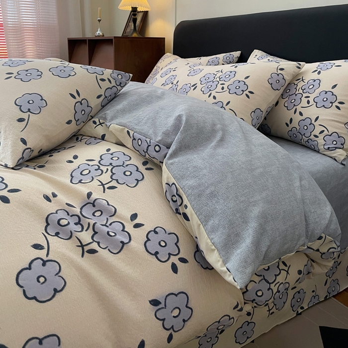 91家纺网 家纺一手货源 找家纺 海岛哥哥 2025新款原麻复古亚麻四件套系列 素韵花香