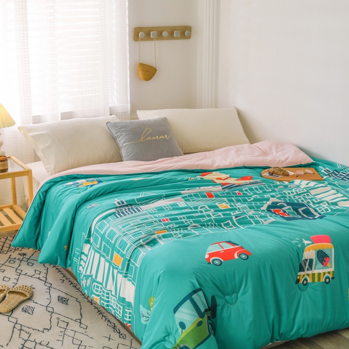 91家纺网 家纺一手货源 找家纺 （总）十九色 2025新款数码印花大版针织绒春秋冬被卡通被子被芯