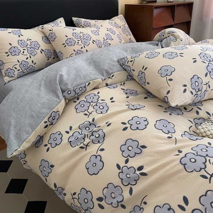 91家纺网 家纺一手货源 找家纺 海岛哥哥 2025新款原麻复古亚麻四件套系列 素韵花香