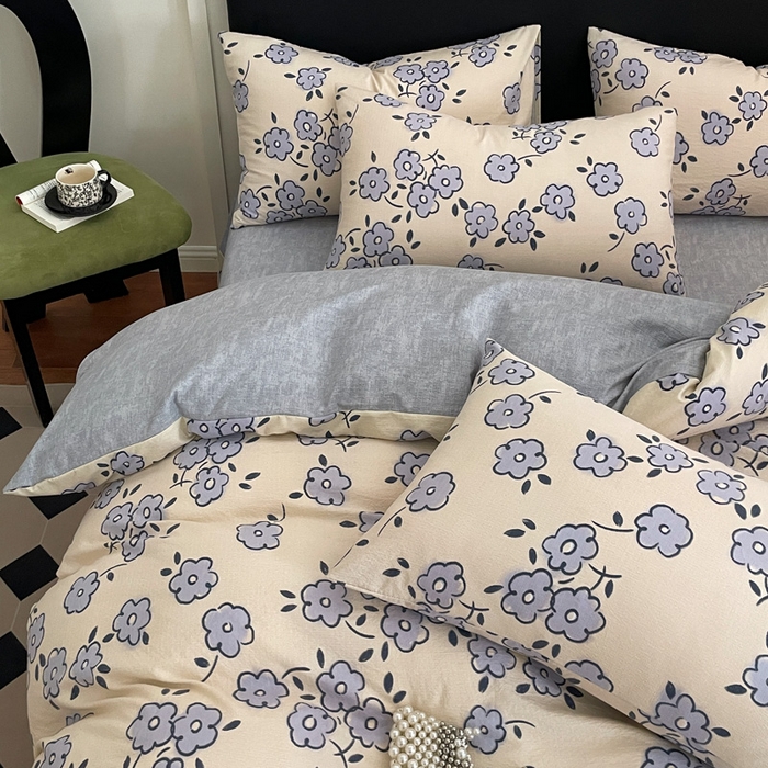 91家纺网 家纺一手货源 找家纺 海岛哥哥 2025新款原麻复古亚麻四件套系列 素韵花香