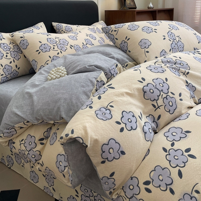 91家纺网 家纺一手货源 找家纺 海岛哥哥 2025新款原麻复古亚麻四件套系列 素韵花香