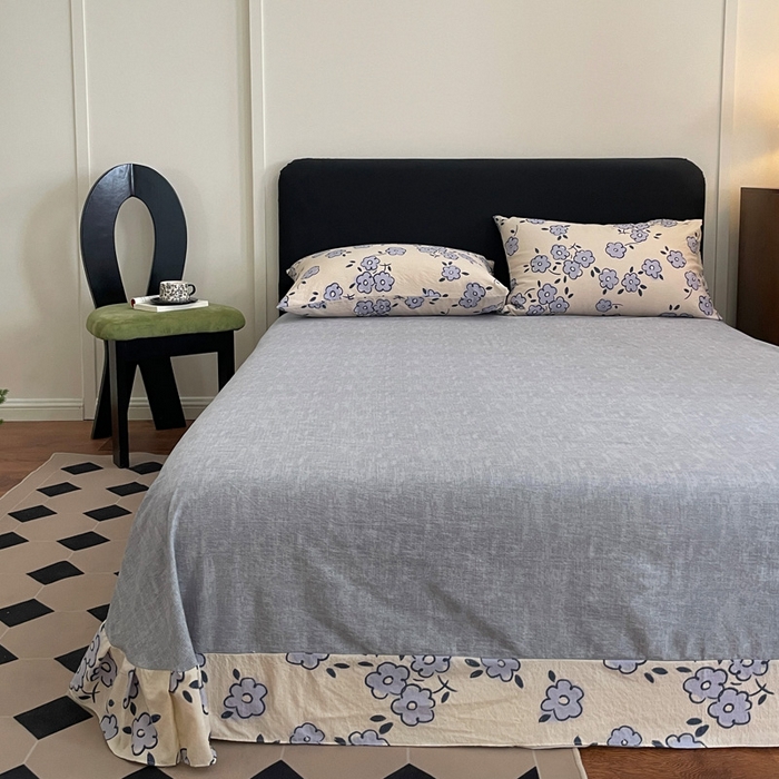 91家纺网 家纺一手货源 找家纺 海岛哥哥 2025新款原麻复古亚麻四件套系列 素韵花香