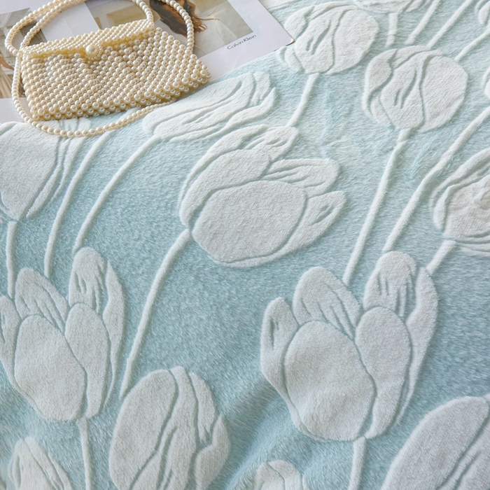 91家纺网 家纺一手货源 找家纺 尚品凤凰 2025兔毛绒四件套 珍妮  蓝