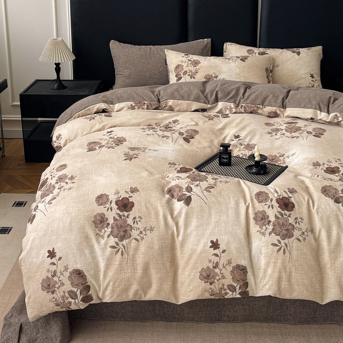 91家纺网 家纺一手货源 找家纺 海岛哥哥 2025新款原麻复古亚麻四件套系列 望帝-咖