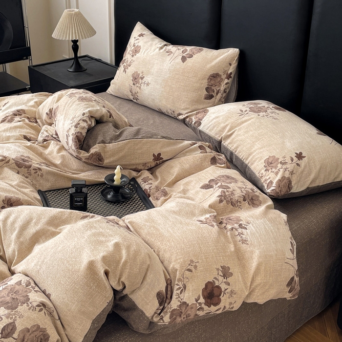 91家纺网 家纺一手货源 找家纺 海岛哥哥 2025新款原麻复古亚麻四件套系列 望帝-咖