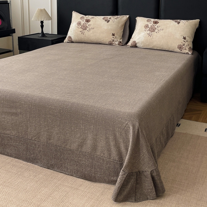 91家纺网 家纺一手货源 找家纺 海岛哥哥 2025新款原麻复古亚麻四件套系列 望帝-咖