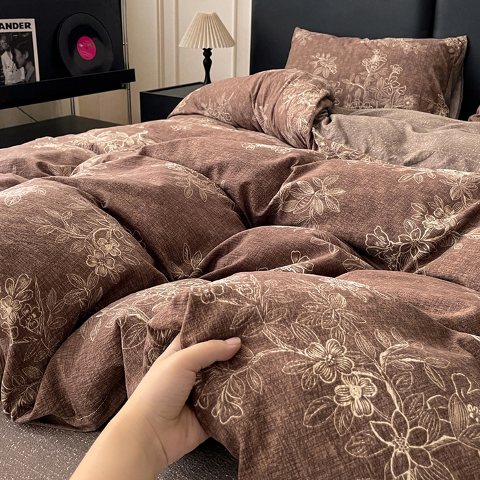 91家纺网 家纺一手货源 找家纺 海岛哥哥 2025新款原麻复古亚麻四件套系列 乌木花园