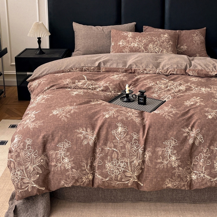 91家纺网 家纺一手货源 找家纺 海岛哥哥 2025新款原麻复古亚麻四件套系列 乌木花园