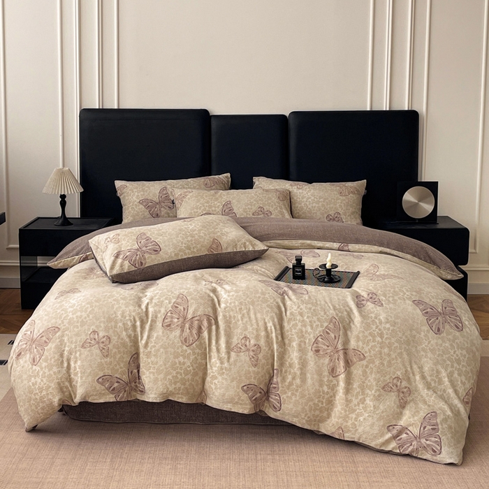 91家纺网 家纺一手货源 找家纺 海岛哥哥 2025新款原麻复古亚麻四件套系列 月神蝶