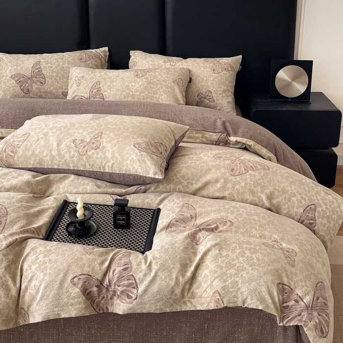 91家纺网 家纺一手货源 找家纺 海岛哥哥 2025新款原麻复古亚麻四件套系列 月神蝶