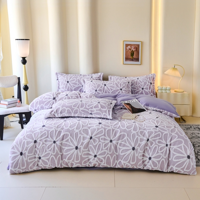 91家纺网 家纺一手货源 找家纺 尚品凤凰 2025兔毛绒四件套 伊柠  紫