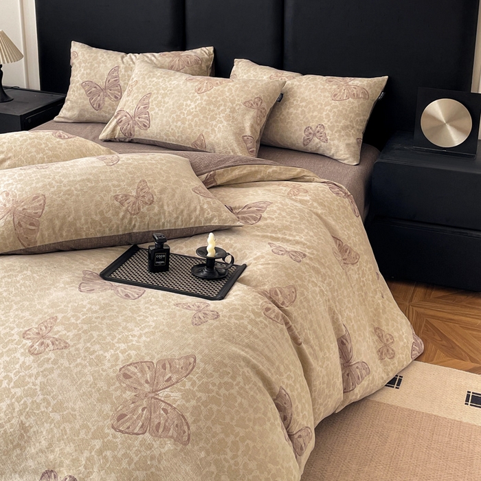 91家纺网 家纺一手货源 找家纺 海岛哥哥 2025新款原麻复古亚麻四件套系列 月神蝶