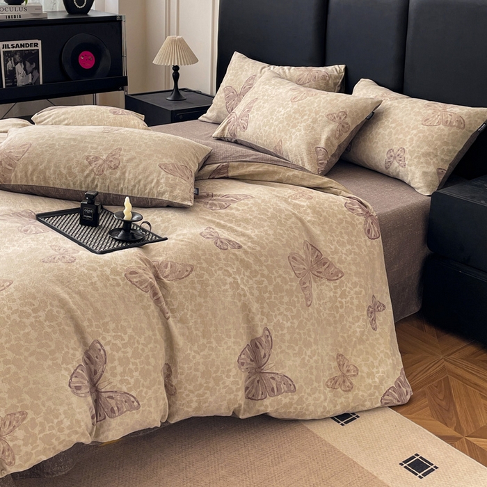 91家纺网 家纺一手货源 找家纺 海岛哥哥 2025新款原麻复古亚麻四件套系列 月神蝶