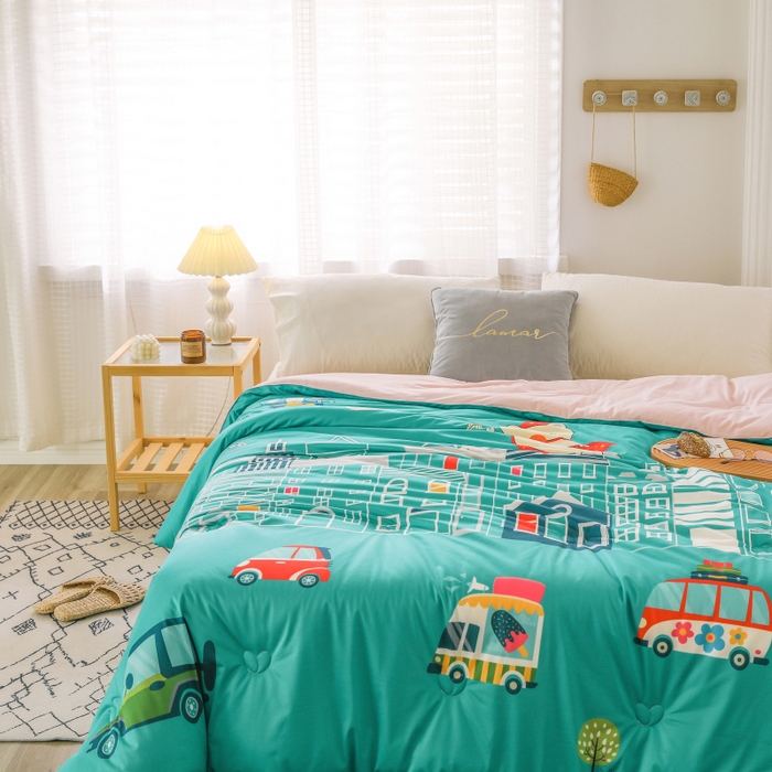 91家纺网 家纺一手货源 找家纺 （总）十九色 2025新款数码印花大版针织绒春秋冬被卡通被子被芯