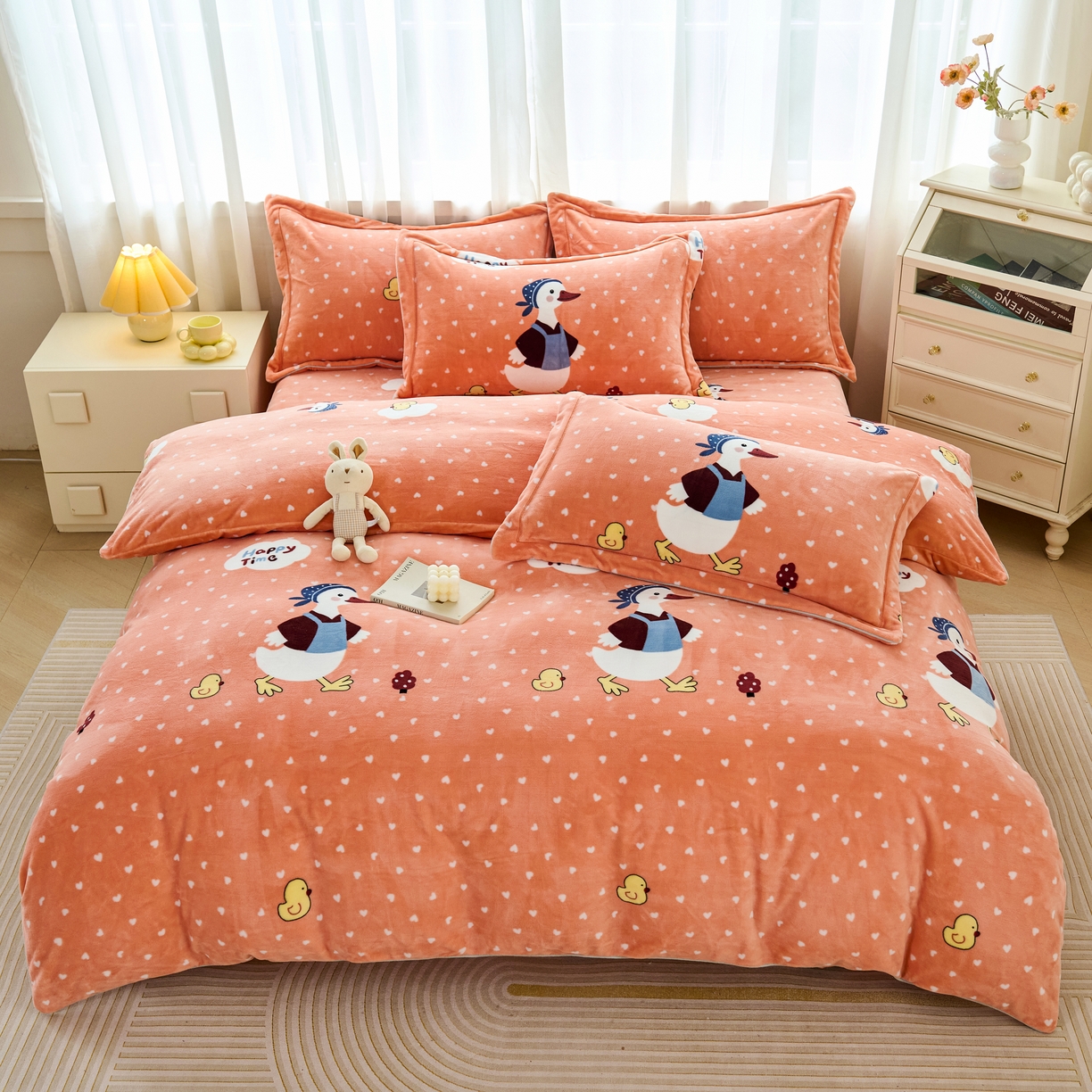 91家纺网 家纺一手货源 找家纺 （总）尚品凤凰2025新款高克重印花牛奶绒四件套-工艺款