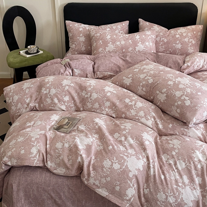 港岛妹妹 2025新款原麻复古四件套系列 浮绘花影