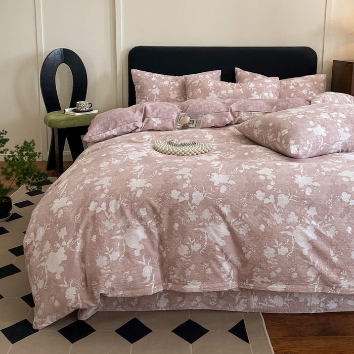 91家纺网 家纺一手货源 找家纺 港岛妹妹 2025新款原麻复古四件套系列 浮绘花影