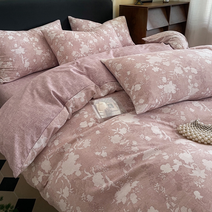 91家纺网 家纺一手货源 找家纺 港岛妹妹 2025新款原麻复古四件套系列 浮绘花影