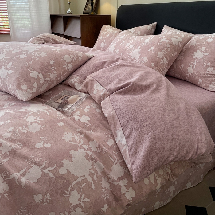 91家纺网 家纺一手货源 找家纺 港岛妹妹 2025新款原麻复古四件套系列 浮绘花影