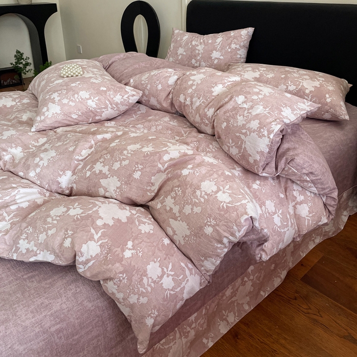 91家纺网 家纺一手货源 找家纺 港岛妹妹 2025新款原麻复古四件套系列 浮绘花影