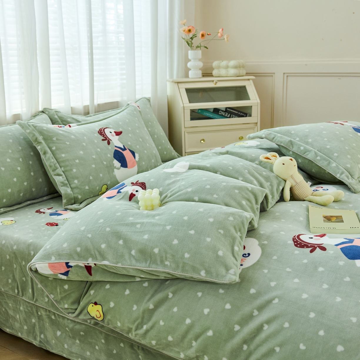 91家纺网 家纺一手货源 找家纺 （总）尚品凤凰2025新款高克重印花牛奶绒四件套-工艺款