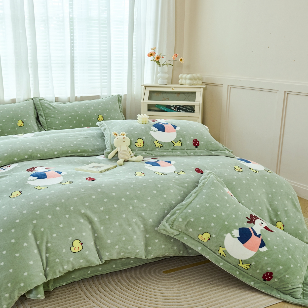 91家纺网 家纺一手货源 找家纺 （总）尚品凤凰2025新款高克重印花牛奶绒四件套-工艺款