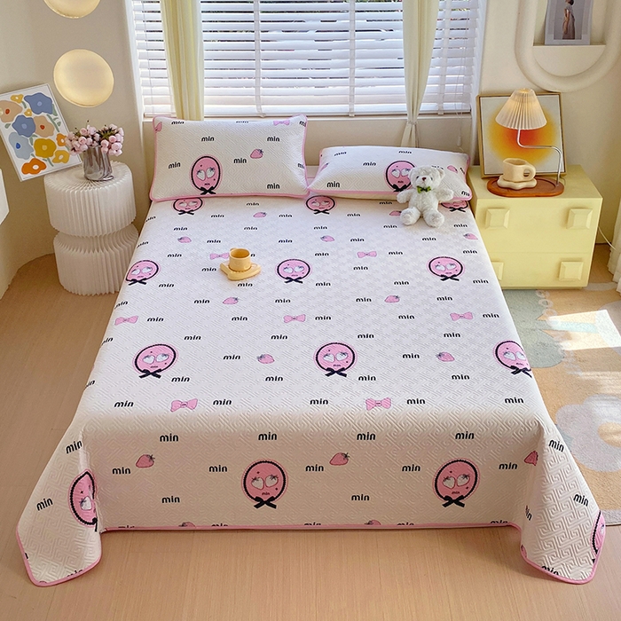 91家纺网 家纺一手货源 找家纺 羽爱家纺 2025新款A类双面印花全棉水洗床盖套件-三件套 草莓奶昔-