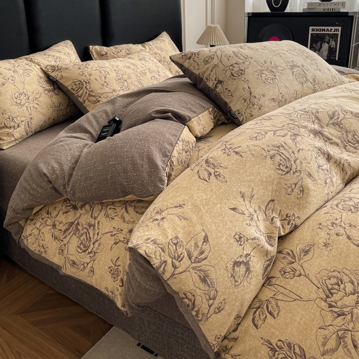 91家纺网 家纺一手货源 找家纺 港岛妹妹 2025新款原麻复古四件套系列 花无意