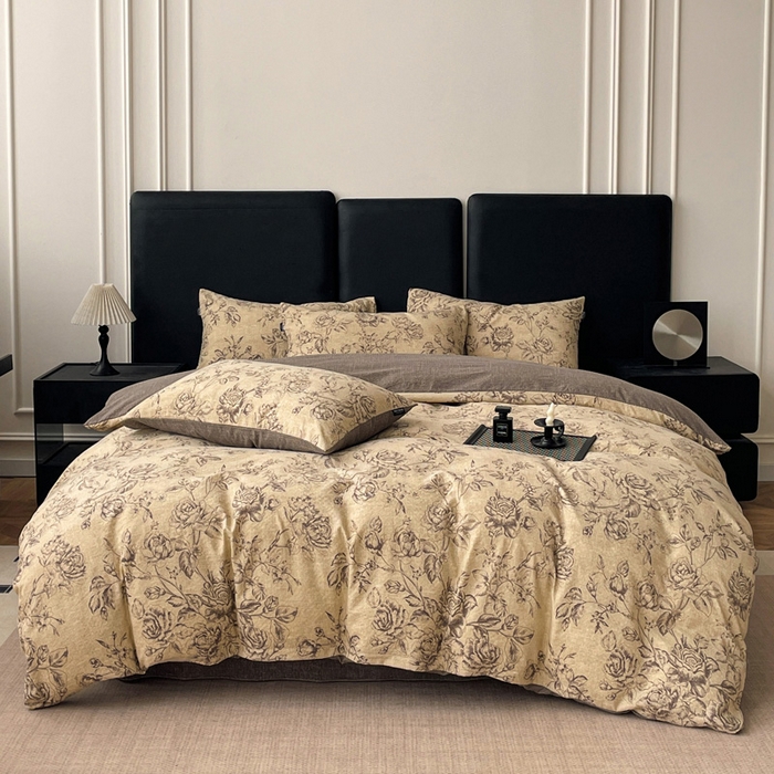 91家纺网 家纺一手货源 找家纺 港岛妹妹 2025新款原麻复古四件套系列 花无意