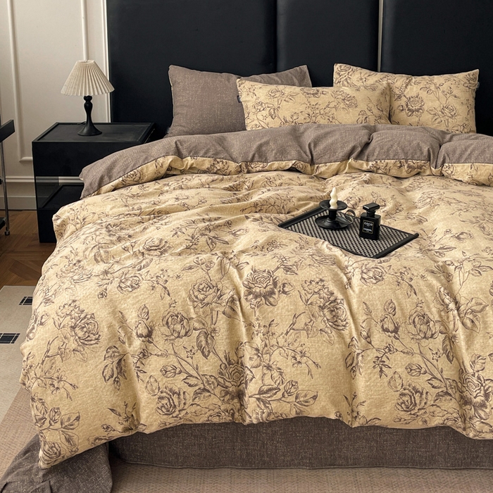 91家纺网 家纺一手货源 找家纺 港岛妹妹 2025新款原麻复古四件套系列 花无意