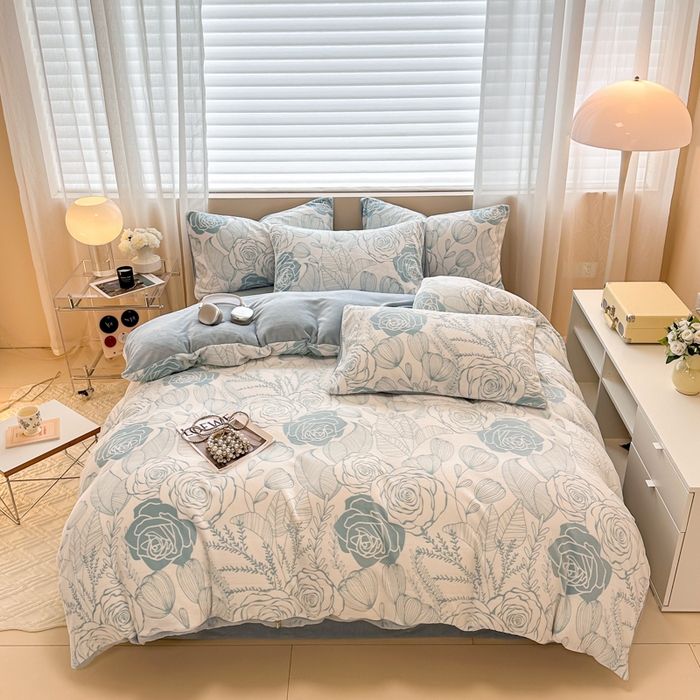91家纺网 家纺一手货源 找家纺 眠博士 2025新款立体雕花牛奶绒加厚保暖四件套 立体雕花-朵美兰