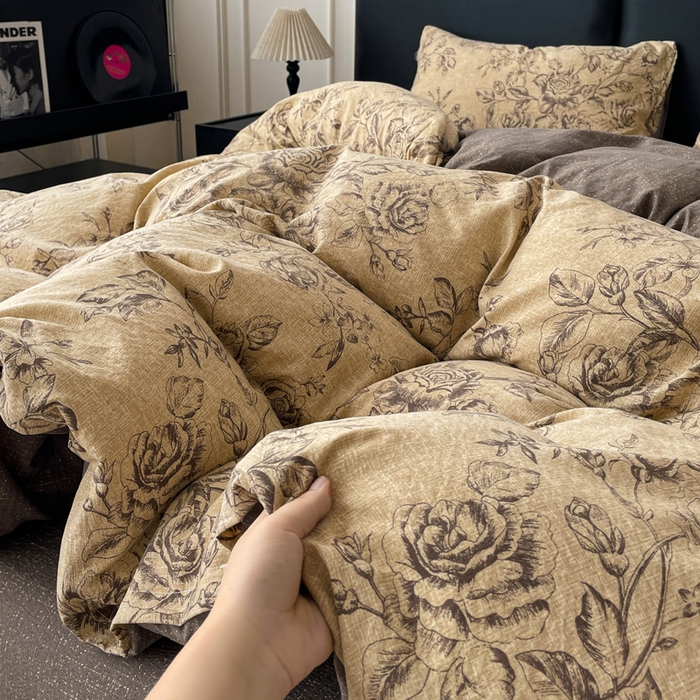 91家纺网 家纺一手货源 找家纺 港岛妹妹 2025新款原麻复古四件套系列 花无意