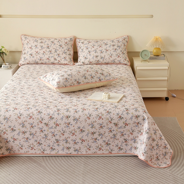 91家纺网 家纺一手货源 找家纺 羽爱家纺 2025新款A类双面印花全棉水洗床盖套件-三件套 淡若芬芳-