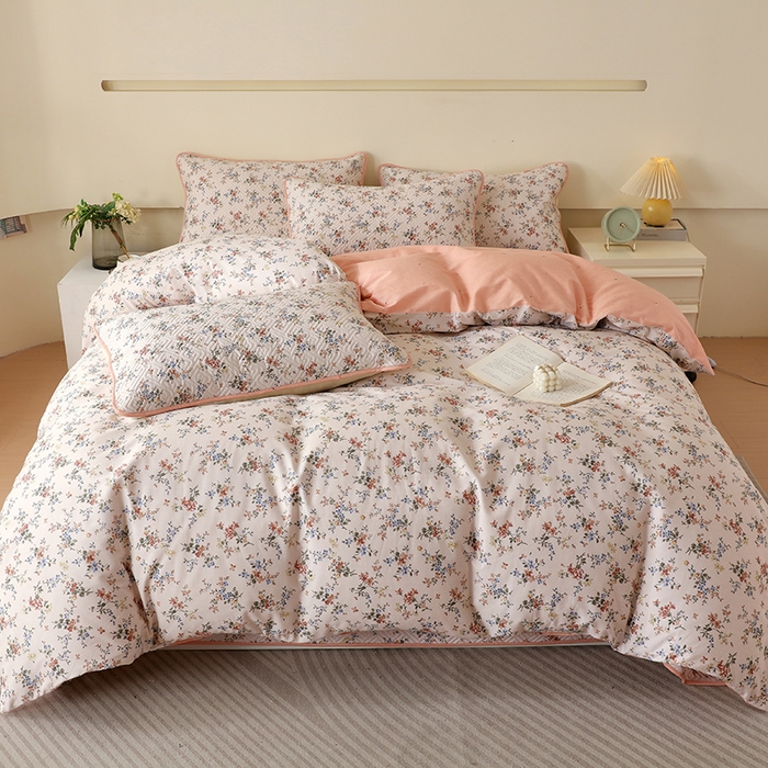 91家纺网 家纺一手货源 找家纺 羽爱家纺 2025新款A类双面印花全棉水洗床盖套件-三件套 淡若芬芳-