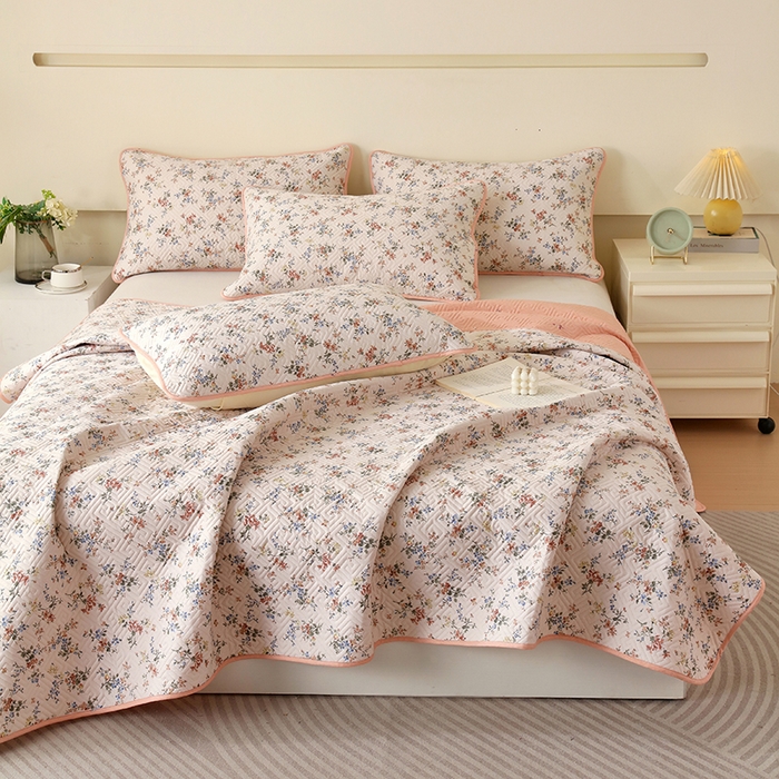 91家纺网 家纺一手货源 找家纺 羽爱家纺 2025新款A类双面印花全棉水洗床盖套件-三件套 淡若芬芳-
