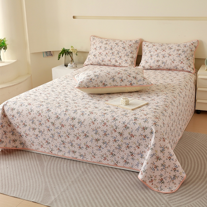 91家纺网 家纺一手货源 找家纺 羽爱家纺 2025新款A类双面印花全棉水洗床盖套件-三件套 淡若芬芳-